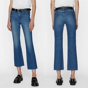 Frame Denim Le Crop Mini Boot Jeans Size 29 Huntdale LCMBRA118 Flare Leg Raw Hem